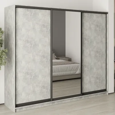 Шафа-купе тридверна Mebel Star Комбо BG 250х60х210 см Бетон (MBS-9145)