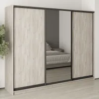 Шафа-купе тридверна Mebel Star Комбо BG 260х60х210 см Аляска сірий (MBS-9166)
