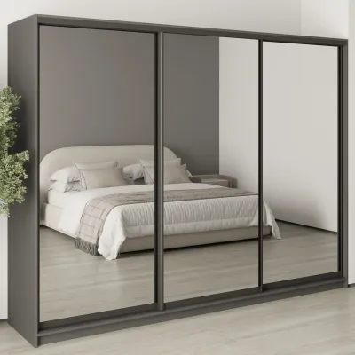 Шафа-купе тридверна Mebel Star Комбо BG 270х45х210 см Антрацит (MBS-9257)