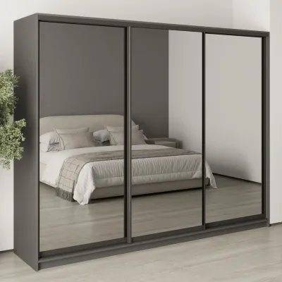 Шафа-купе тридверна Mebel Star Комбо BG 260х60х210 см Антрацит (MBS-9266)