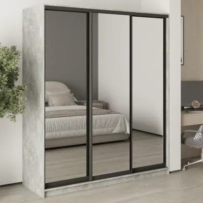 Шафа-купе тридверна Mebel Star Комбо BG 180х45х210 см Бетон (MBS-9308)