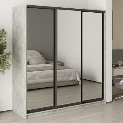 Шафа-купе тридверна Mebel Star Комбо BG 200х45х210 см Бетон (MBS-9310)