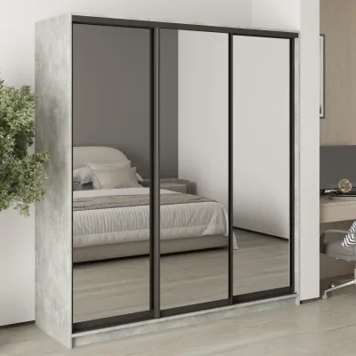 Шафа-купе тридверна Mebel Star Комбо BG 190х60х210 см Бетон (MBS-9319)