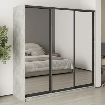 Шафа-купе тридверна Mebel Star Комбо BG 210х60х210 см Бетон (MBS-9321)