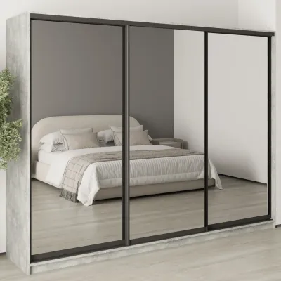 Шафа-купе тридверна Mebel Star Комбо BG 270х60х210 см Бетон (MBS-9327)