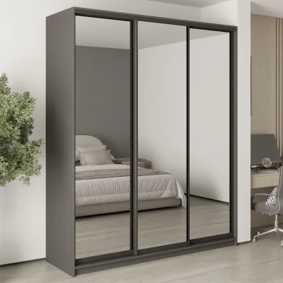 Шафа-купе тридверна Mebel Star Комбо BG 200х60х240 см Антрацит (MBS-9800)
