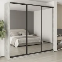 Шафа-купе тридверна Mebel Star Комбо BG 250х45х240 см Бетон (MBS-9855)