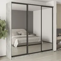 Шафа-купе тридверна Mebel Star Комбо BG 240х60х240 см Бетон (MBS-9864)