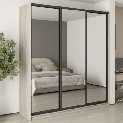 Шафа-купе тридверна Mebel Star Комбо BG 220х60х240 см Аляска сірий (MBS-9882)