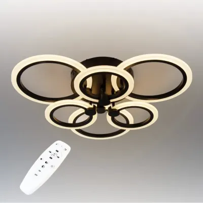 Стельова LED люстра Sunlight 54x9 см Чорний (6326/3+3 BLK)