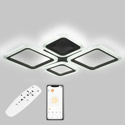Стельова LED люстра Sunlight 70x53x8 см Чорний (6063/2+2 BLK)