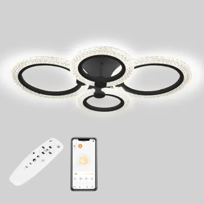 Стельова LED люстра Sunlight 60x8 см Чорний (5805/2+2 BLK)