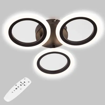 Стельова LED люстра Sunlight 36x36x6 см Чорний (6326/3S BLK)