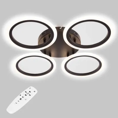 Стельова LED люстра Sunlight 39x39x6 см Чорний (6326/4S BLK)