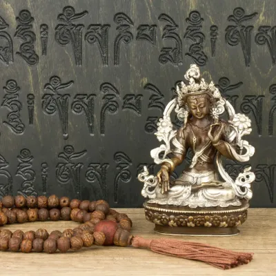 Статуя Kailash Біла Тара 9х6х4 см Коричнево-сріблястий (23890)