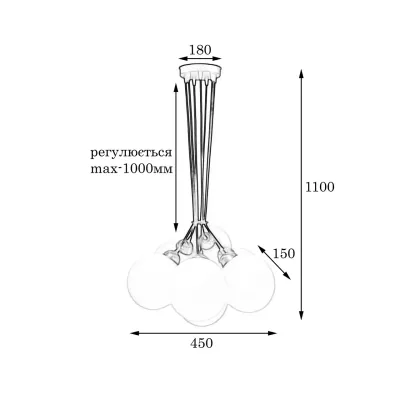 Люстра подвесная MSK Electric Luna Е27 d-150mm NL 202612-7R BK 1100 мм Черный (622746) Люстра подвесная MSK Electric Luna Е27 d-150mm NL 202612-7R BK 1100 мм Черный (622746)