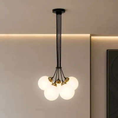 Светильник подвесной MSK Electric Luna Е27 PL 202611-5R BK 350x1100 мм Черно-бронзовый (622751)
