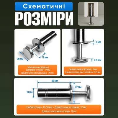 Скрытый стопор дверной магнитный No Brand 20 мм Серебристый (SDM-4620)