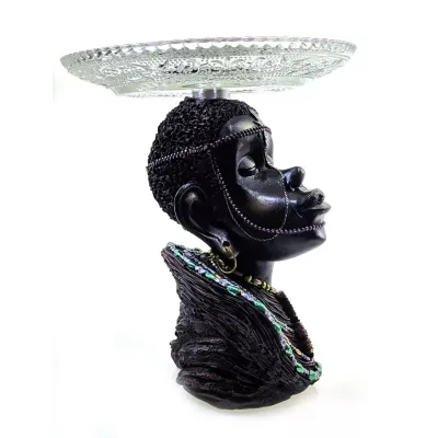 Статуетка-підставка DUKE Африканка з блюдом 17x15 см Чорний (DN26899D) Статуетка-підставка DUKE Африканка з блюдом 17x15 см Чорний (DN26899D)