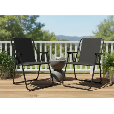 Крісло садове складне GardenLine 53x59x76 см Чорний (LEZ9948)