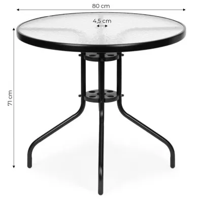 Стіл садовий GardenLine MultiGarden FI 80x71 см Чорний