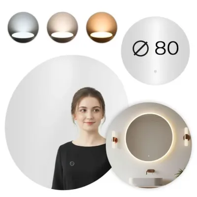 Настінне дзеркало ModernHome by Multistore LED 80 см Білий (5905817008650)