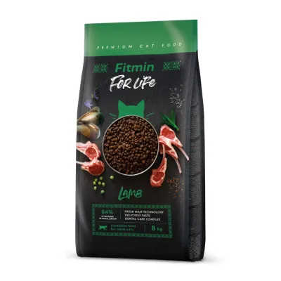 Сухой корм для взрослых кошек Fitmin cat For Life Adult Lamb с ягненком 8 кг (512114014)
