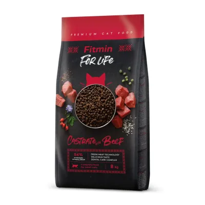 Сухой корм для стерилизованных кошек Fitmin cat For Life Castrate Beef с говядиной 8 кг (512114017)