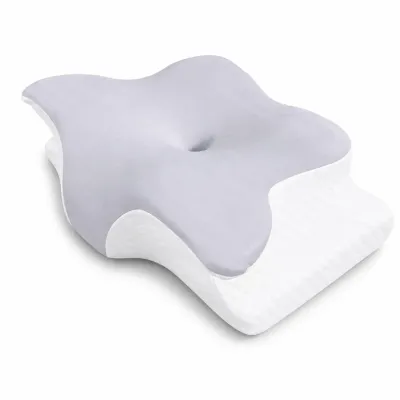 Ортопедическая подушка BUTTERFLY Memory Foam 60x40x14 см Бело-серый (M1091)