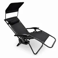 Шезлонг розкладний Jump Zero Gravity 93-160x66x114 см Чорний (M1095)