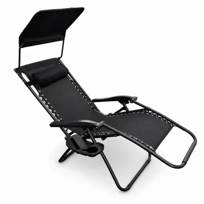 Шезлонг розкладний Jump Zero Gravity 93-160x66x114 см Чорний (M1095)