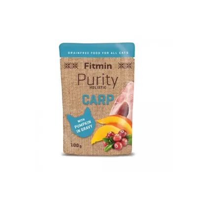 Вологий корм для дорослих котів Fitmin Purity з коропом та гарбузом 100 г (332384007)