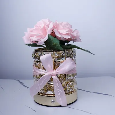 Настольная лампа Lesko Rose Crystal YW-MGYZSJP в виде букета роз 3 Вт Розовый (14479-96566)
