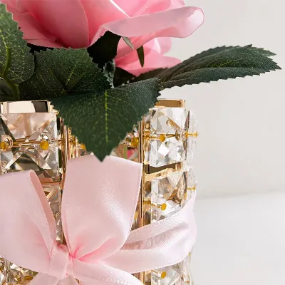 Настольная лампа Lesko Rose Crystal YW-MGYZSJP в виде букета роз 3 Вт Розовый (14479-96566)