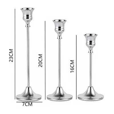 Комплект свічників Lesko 0013 3 шт Silver (14485-96673) Комплект свічників Lesko 0013 3 шт Silver (14485-96673)