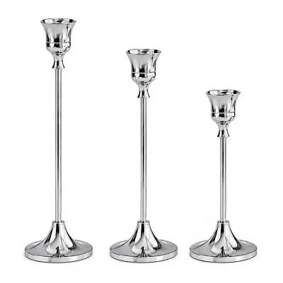 Комплект свічників Lesko 0013 3 шт Silver (14485-96673)
