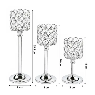 Комплект свічників Lesko 009 3 шт Silver (14543-96682) Комплект свічників Lesko 009 3 шт Silver (14543-96682)
