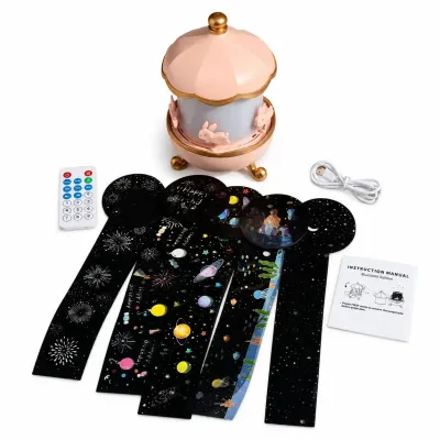 Детский ночник-проектор Carousel Bunny’s Bluetooth Розовый (M1114) Детский ночник-проектор Carousel Bunny’s Bluetooth Розовый (M1114)
