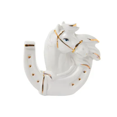 Сувенирная подкова с жеребцом Lefard Fortune Horse Silver 9 см Белый (270112)