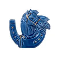 Сувенірна підкова з жеребцем Lefard Fortune Horse Gold 9 см Синій (270113)