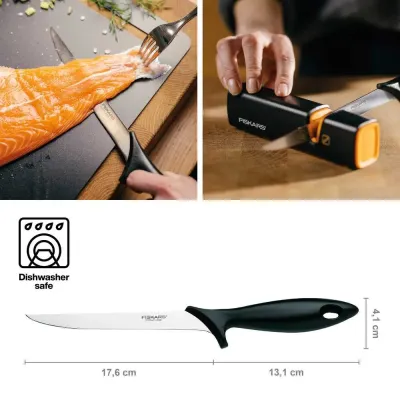 Ніж філейний Fiskars Essential 17.6 см Чорний (1065567)