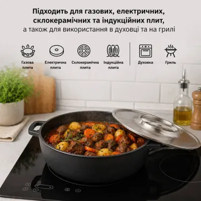 Кастрюля Fiskars Norden Grill 30 см Чорний (1066430)