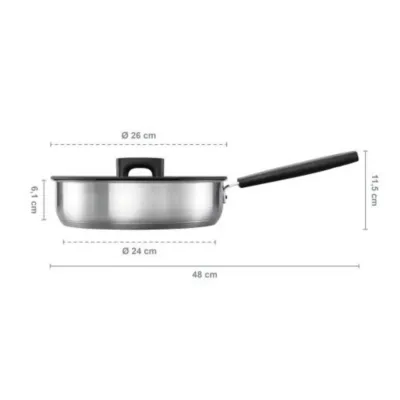 Сковорода з кришкою Fiskars Hard Face 26 см Сріблясто-чорний (1052248)