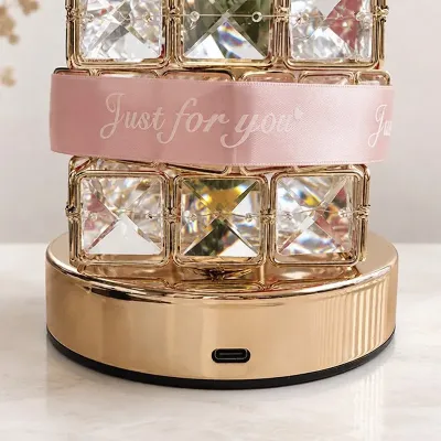 Настольная лампа LED светильник Lesko Rose Crystal YW-HP-MGMFP Розовый (14478-96606)