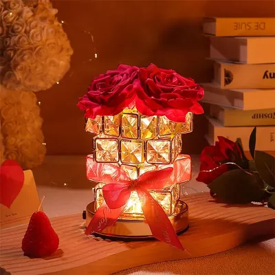 Настільна лампа LED нічник Lesko Rose Crystal YW-HP-MGMFP Червоний (14478-96607) Настільна лампа LED нічник Lesko Rose Crystal YW-HP-MGMFP Червоний (14478-96607)