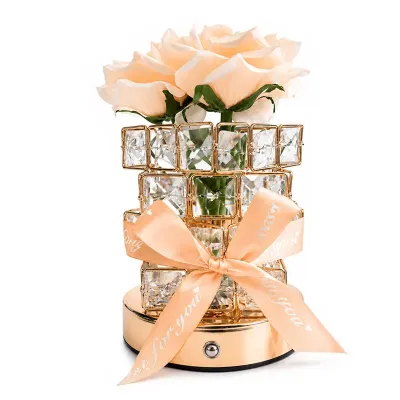 Настільна лампа LED нічник Lesko Rose Crystal YW-HP-MGMFP Champagne (14478-96605)