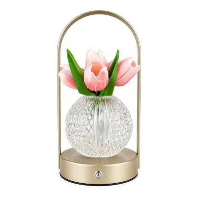 Настольная лампа LED светильник ночник Lesko Tulips Crystal ZBTSYJX0417 Розовый (14481-96613)