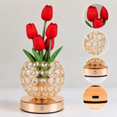Настольная лампа ночник Lesko Tulips Crystal SJP0723002 Красный (14482-96608)