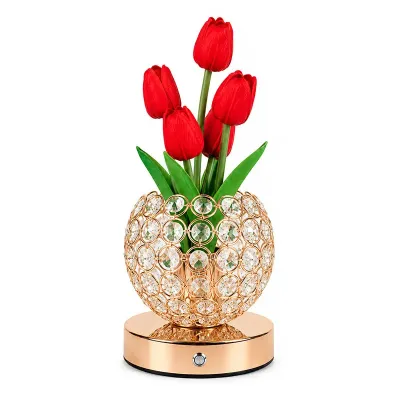 Настольная лампа ночник Lesko Tulips Crystal SJP0723002 Красный (14482-96608)
