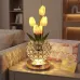 Настільна лампа LED нічник Lesko Tulips Crystal SJP0723002 Жовтий (14482-96609)